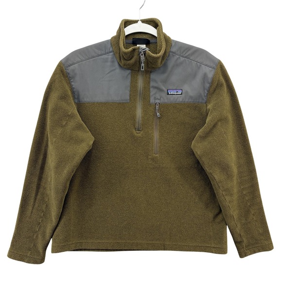Patagonia Vintage Fleece Jacket Mens Medium Green Quarter Zip USA Made